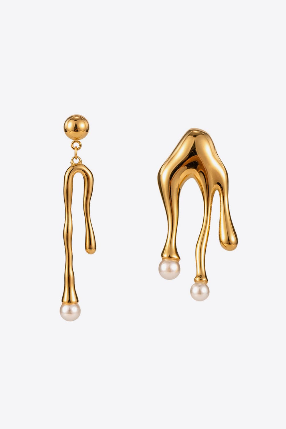 Synthetic Pearl 18K Gold-Pleated Dangle Earrings