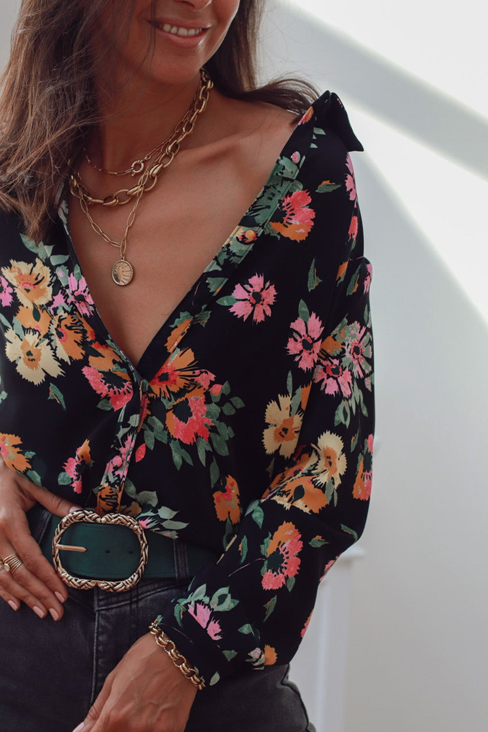 Floral Button Down Long Sleeve Shirt