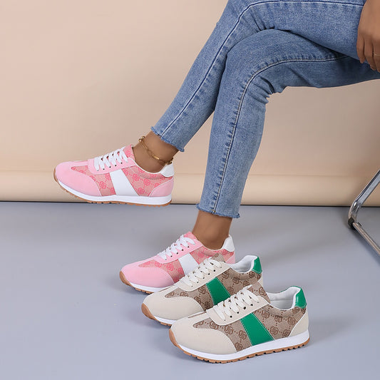 Contrast Round Toe Flat Sneakers