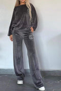 Full Size Boat Neck Long Sleeve Top and Pants Set