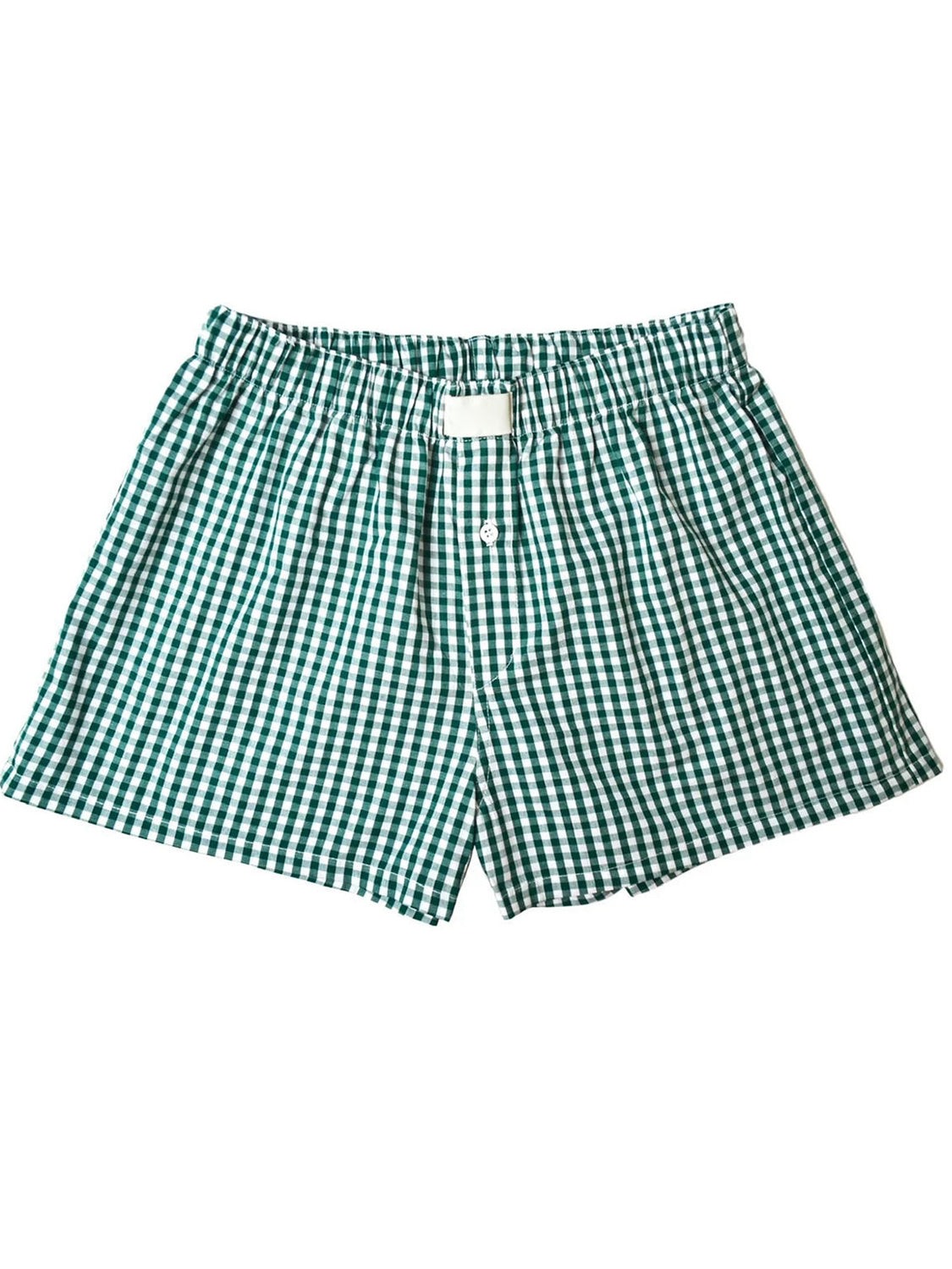 Plaid Elastic Waist Shorts