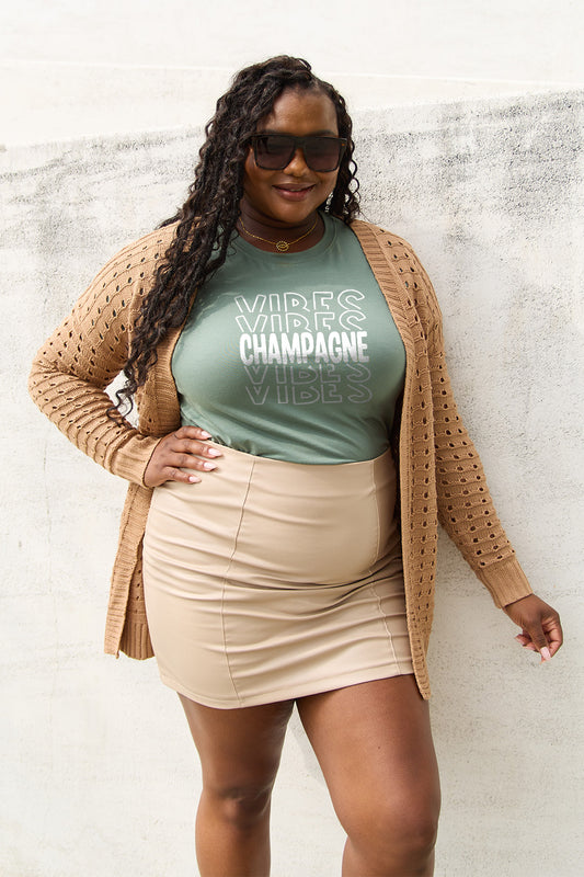 Simply Love Full Size CHAMPAGNE VIBES Short Sleeve T-Shirt