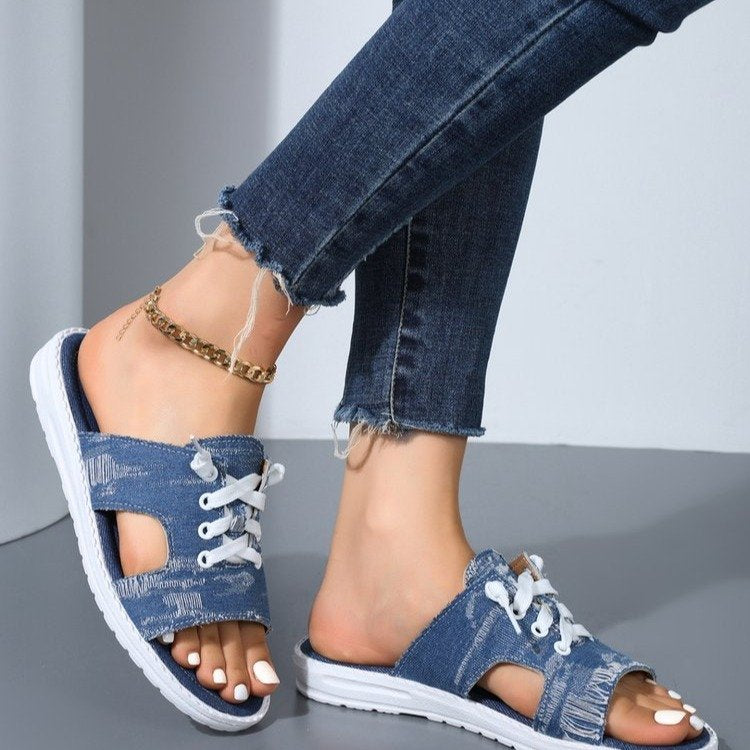 Open Toe Lace Up Sandals