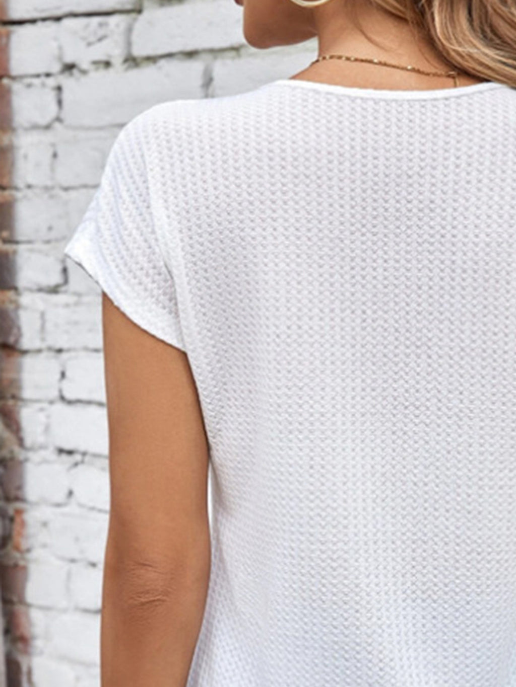 V-Neck Cap Sleeve Blouse