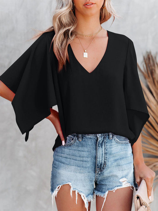 V-Neck Half Sleeve Blouse