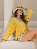 Swiss Dot Tie Neck Long Sleeve Blouse