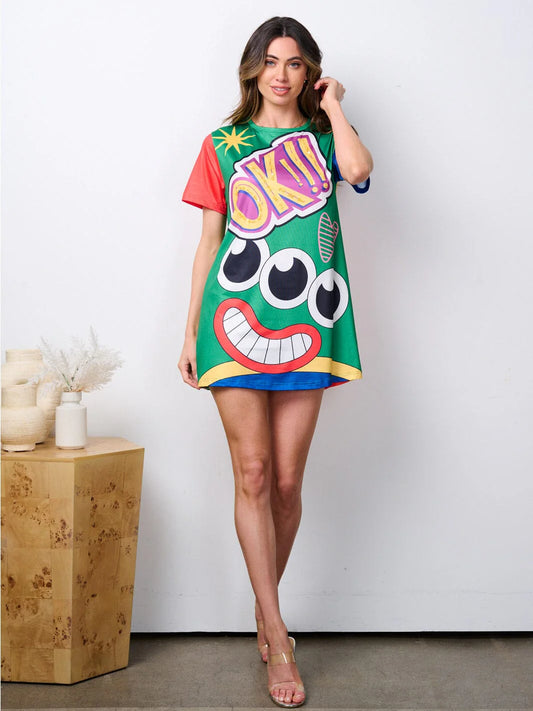 TUNIC GRAPHIC MULTI MINI DRESS