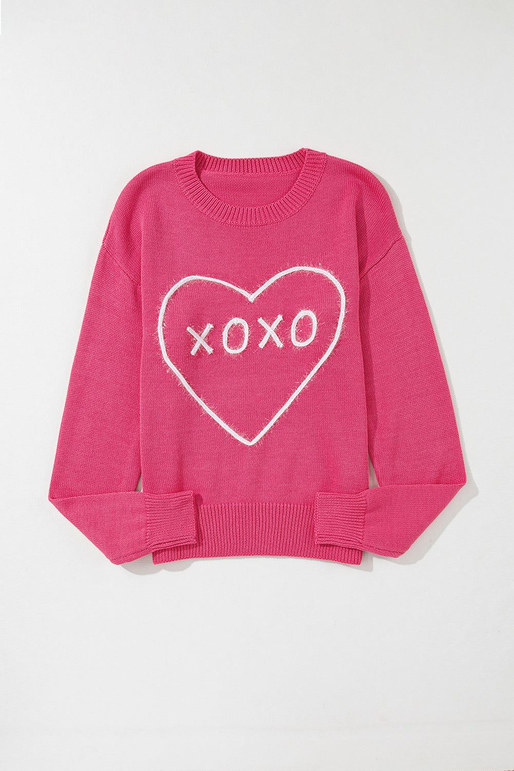 XOXO Round Neck Drop Shoulder Sweater