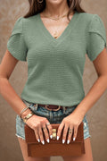 V-Neck Petal Sleeve Blouse