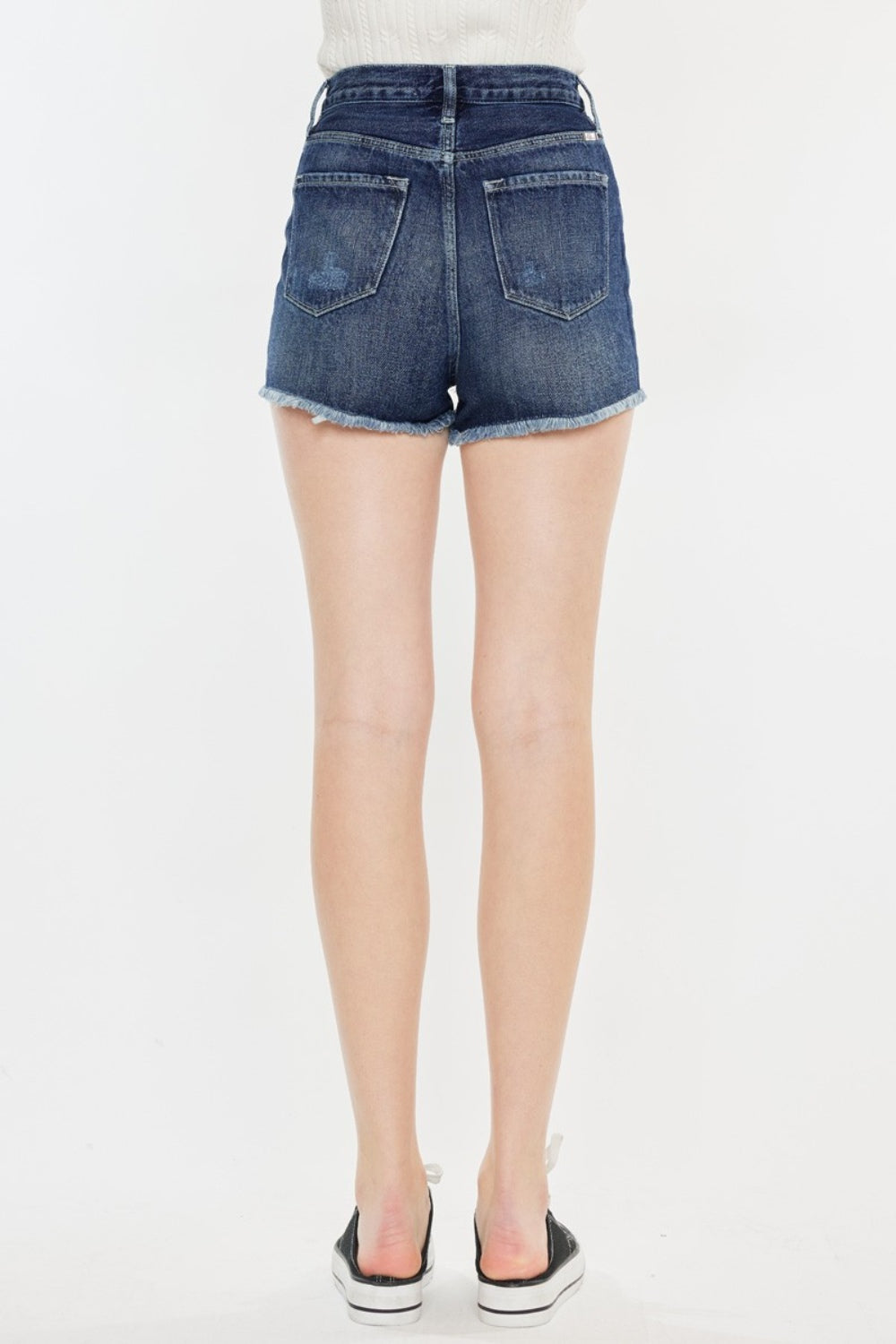 Kancan Raw Hem Button Fly Denim Shorts