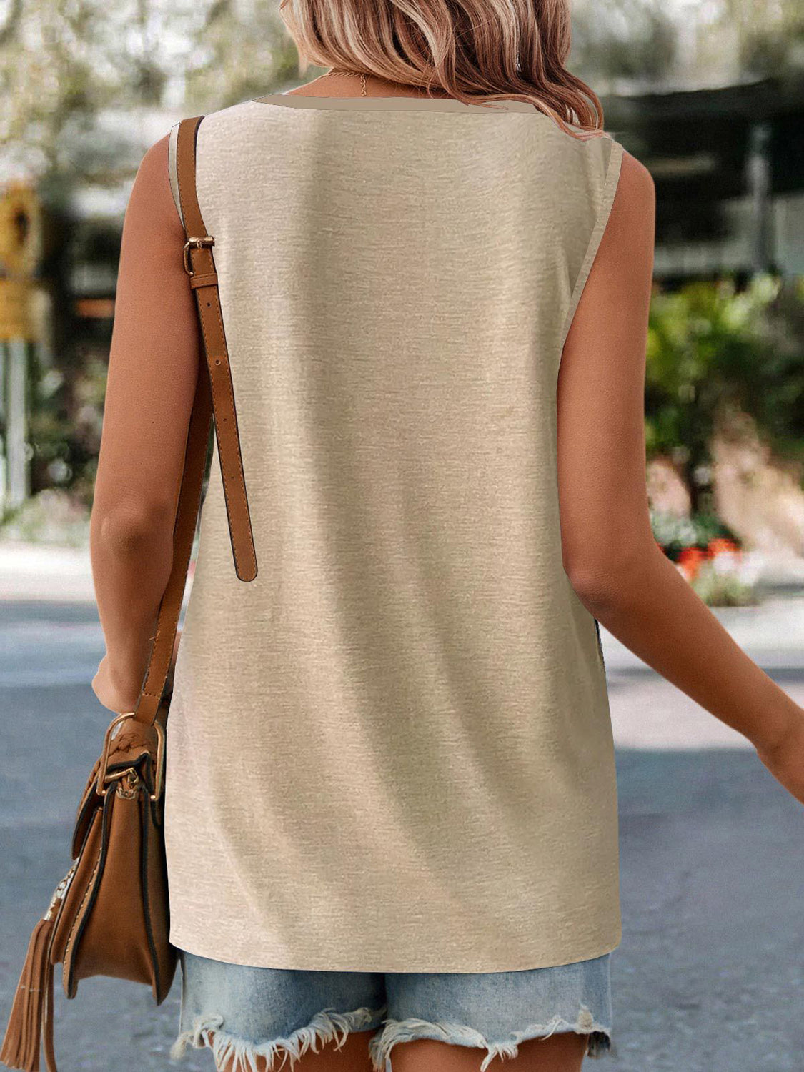 Pin-Tuck Round Neck Tank