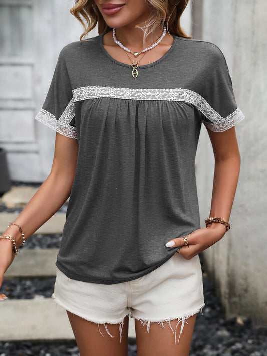 Contrast Round Neck Short Sleeve Tee