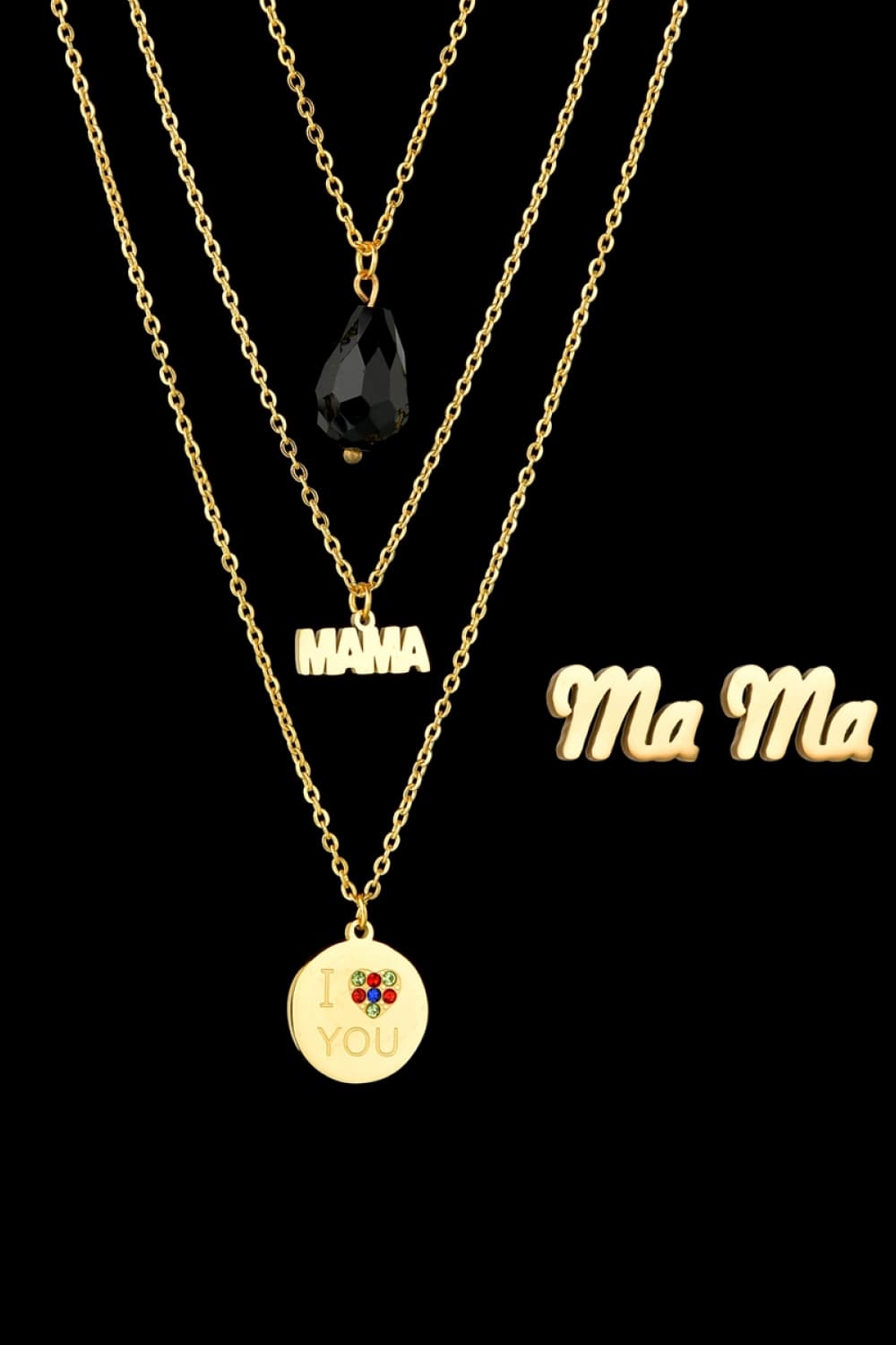 Triple-layer MAMA I LOVE YOU 18K gold-plated Pemdant Combo Deal