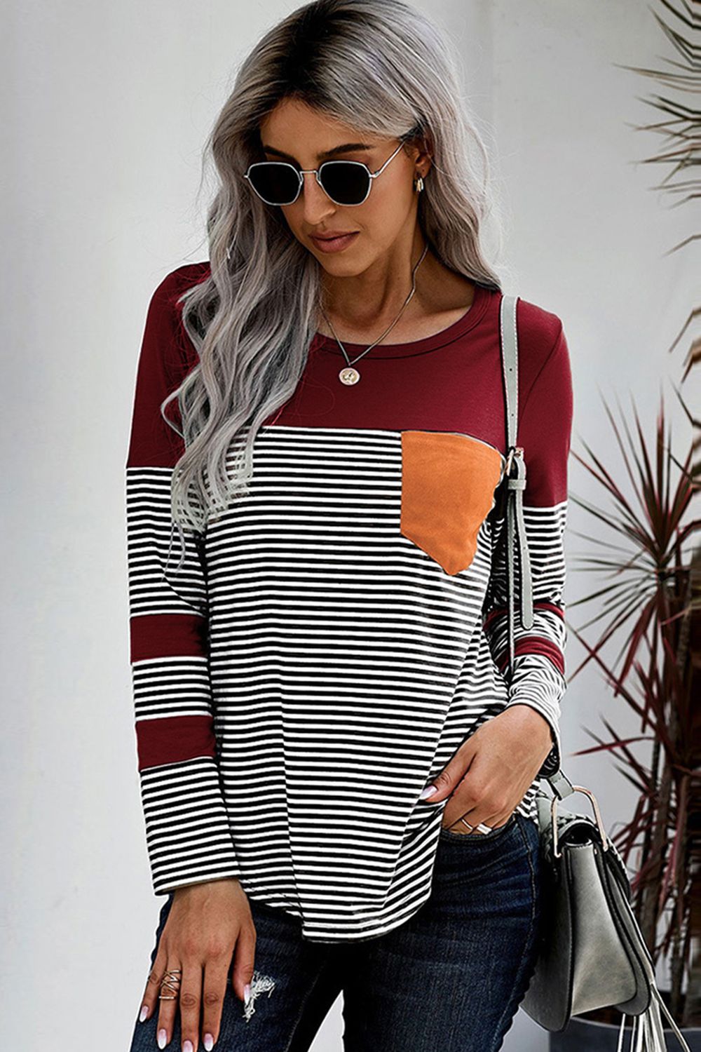 Striped Round Neck Long Sleeve T-Shirt