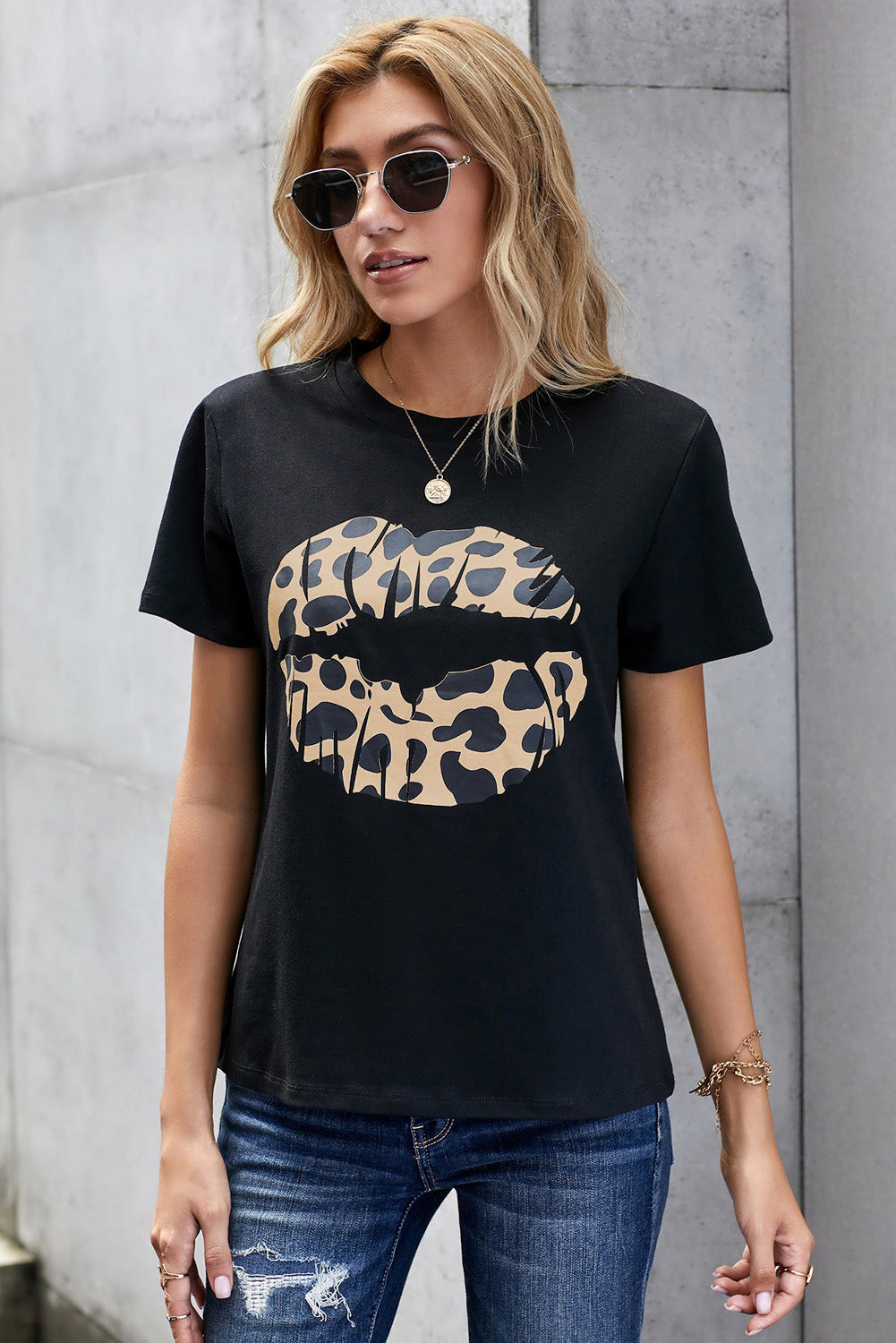 Leopard Print Lip Tee