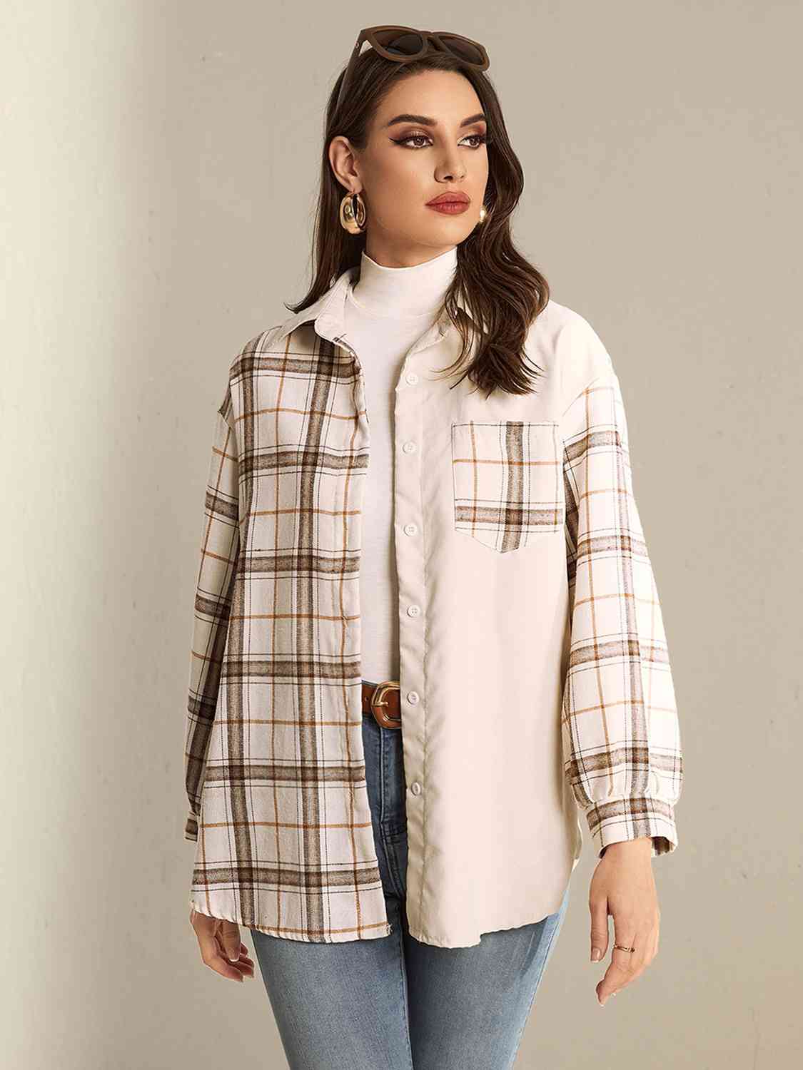 Plaid Collared Neck Button Down Shirt