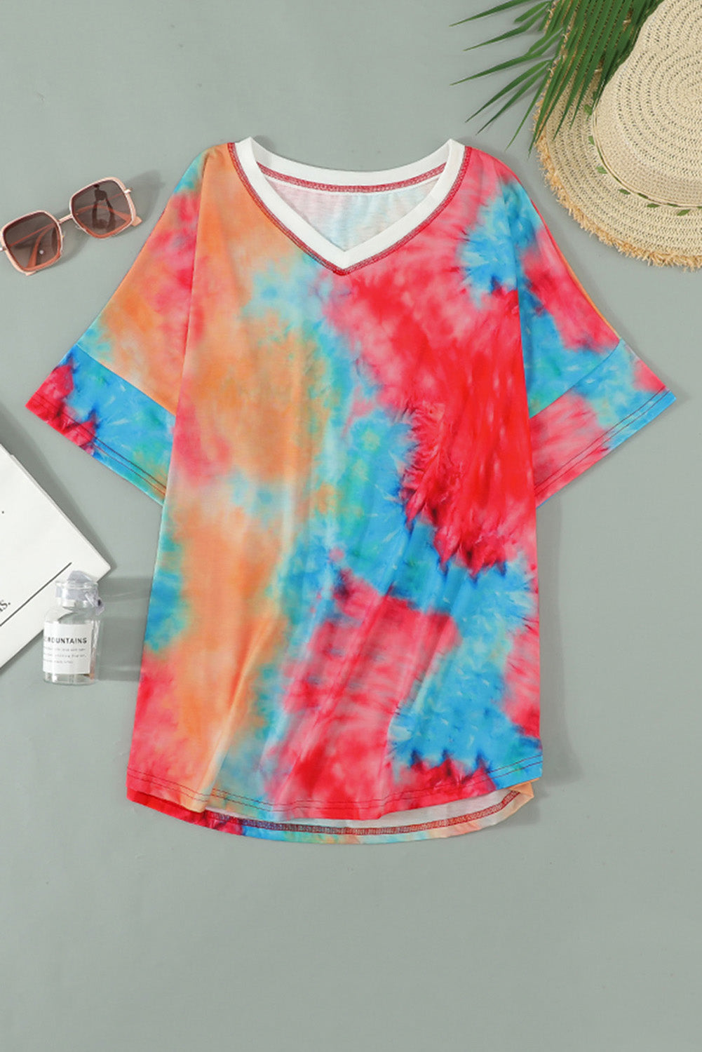 Plus Size Tie-Dye V-Neck Tee