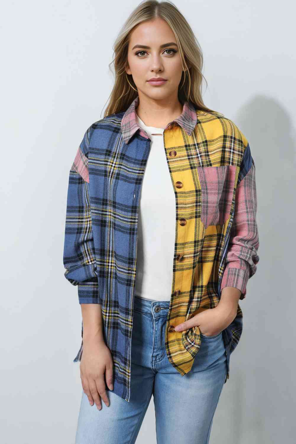 Tricolor Plaid Shirt