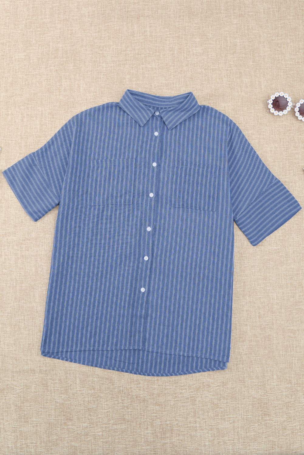 Striped Button-Front Half Sleeve Shirt