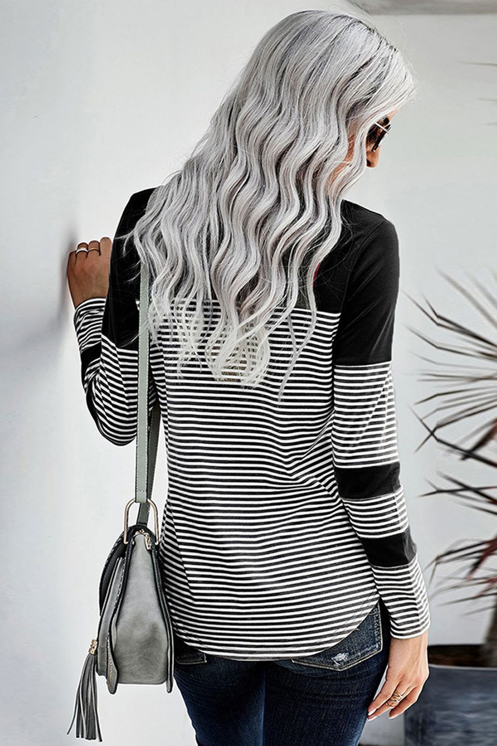 Striped Round Neck Long Sleeve T-Shirt