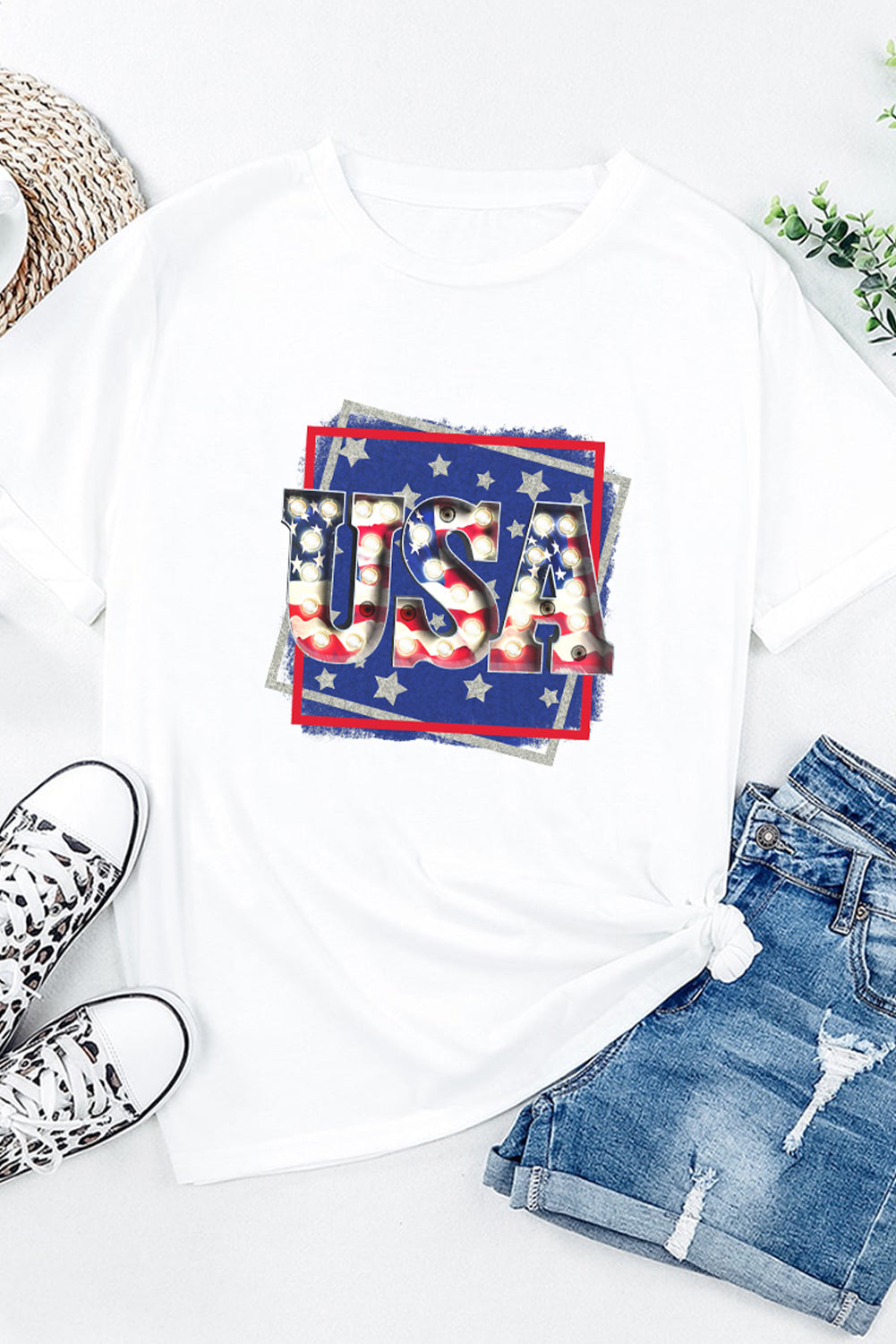 USA Graphic Round Neck Tee Shirt