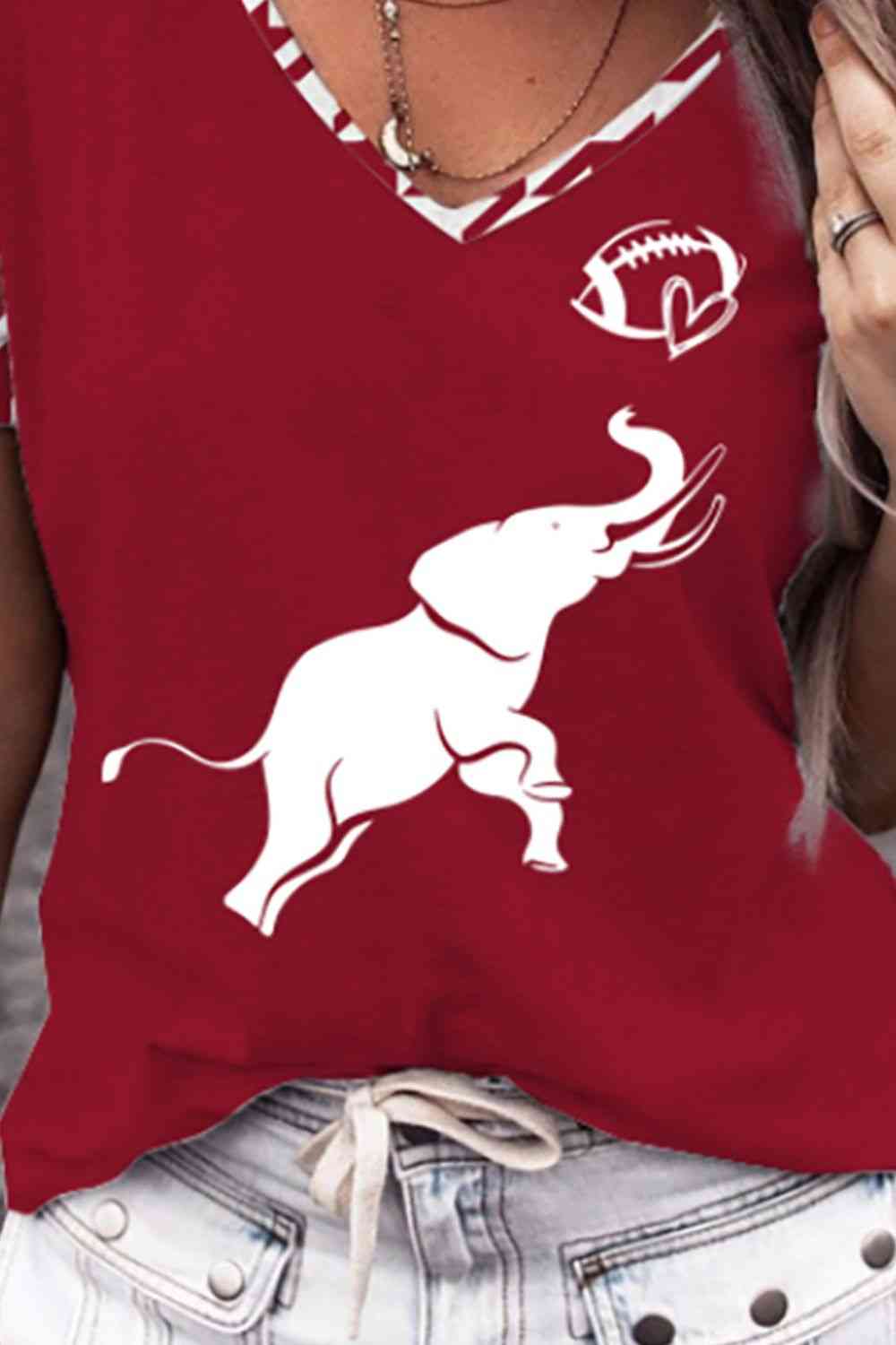 Elephant Graphic V-Neck T-Shirt