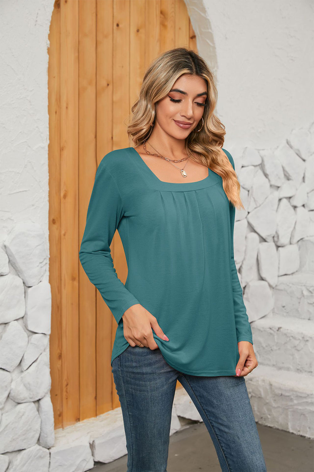 Square Neck Long Sleeve T-Shirt