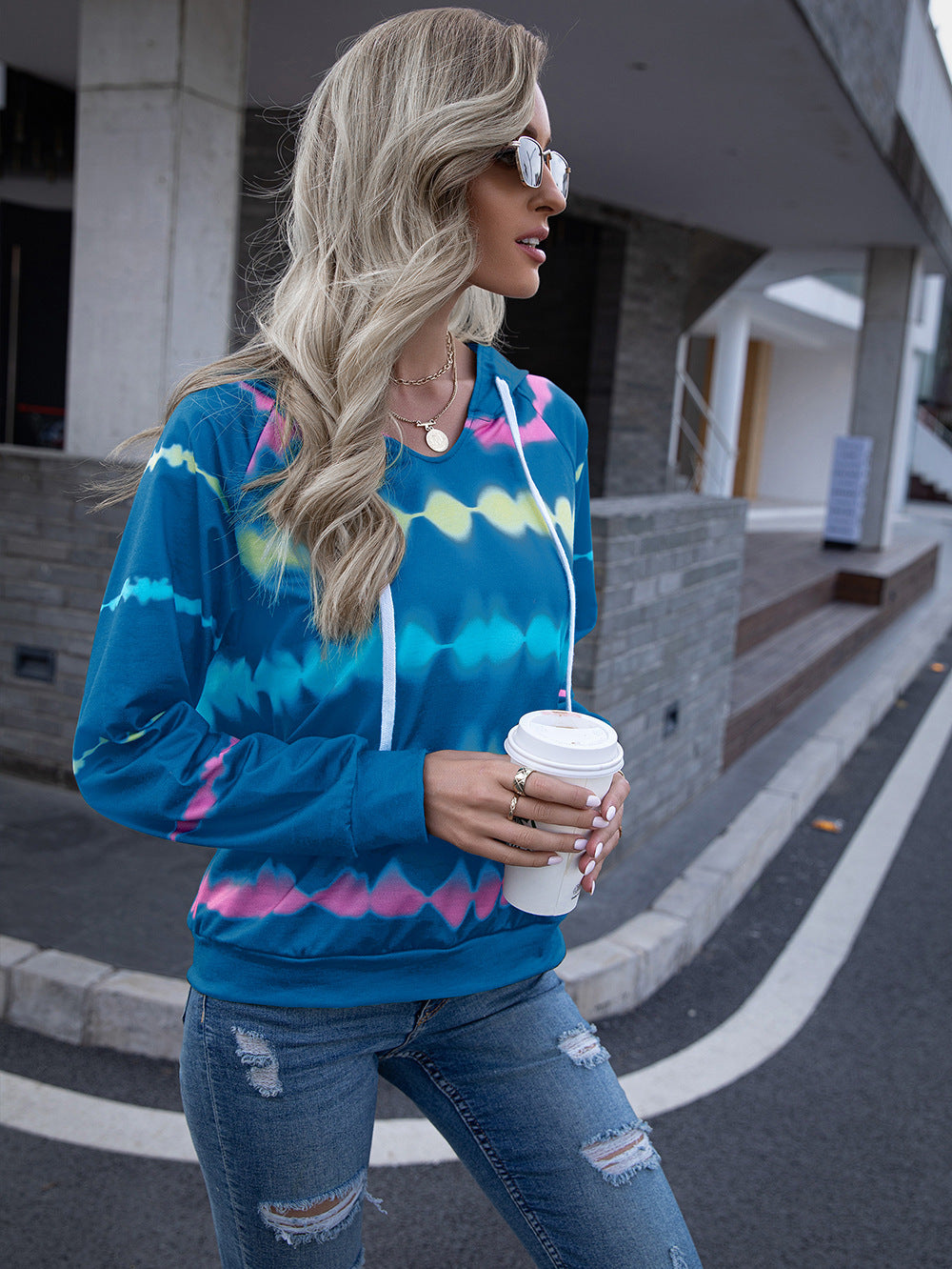 Tie Dye Raglan Sleeve Hoodie