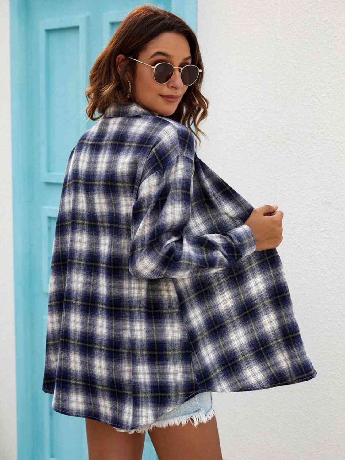 Plaid Collared Neck Button Down Shirt