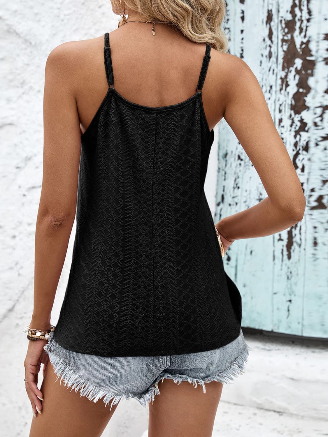 Contrast Eyelet Cami Top