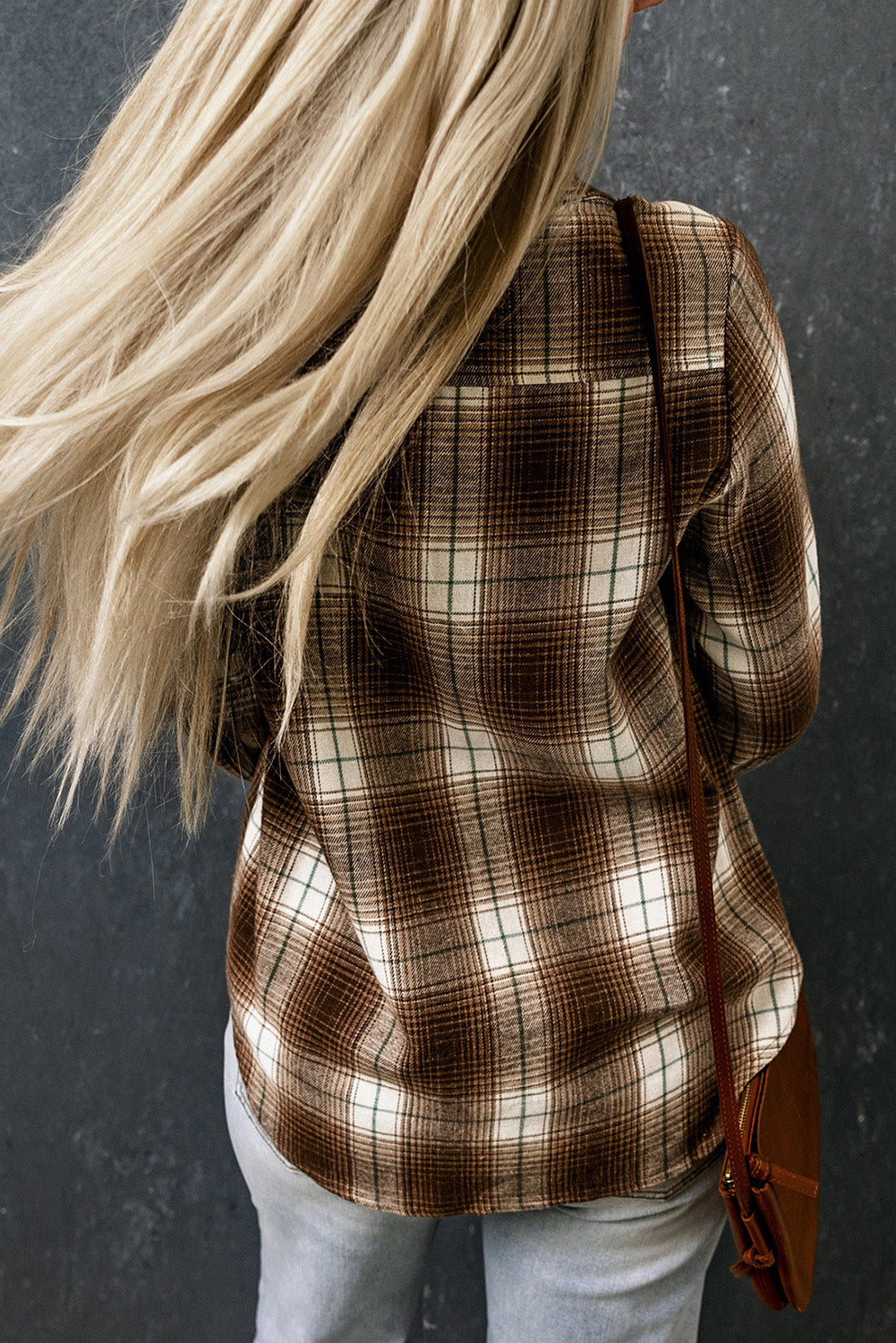 Plaid Collared Neck Long Sleeve Shirt