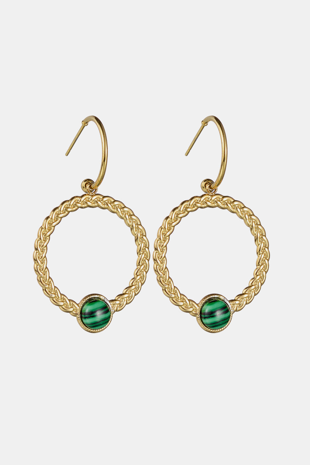 Malachite 18K Gold Plated Earrings