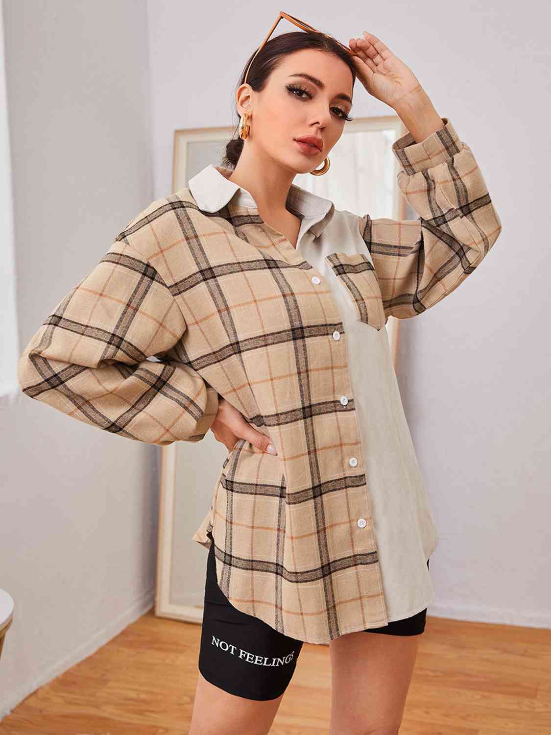 Plaid Collared Neck Button Down Shirt