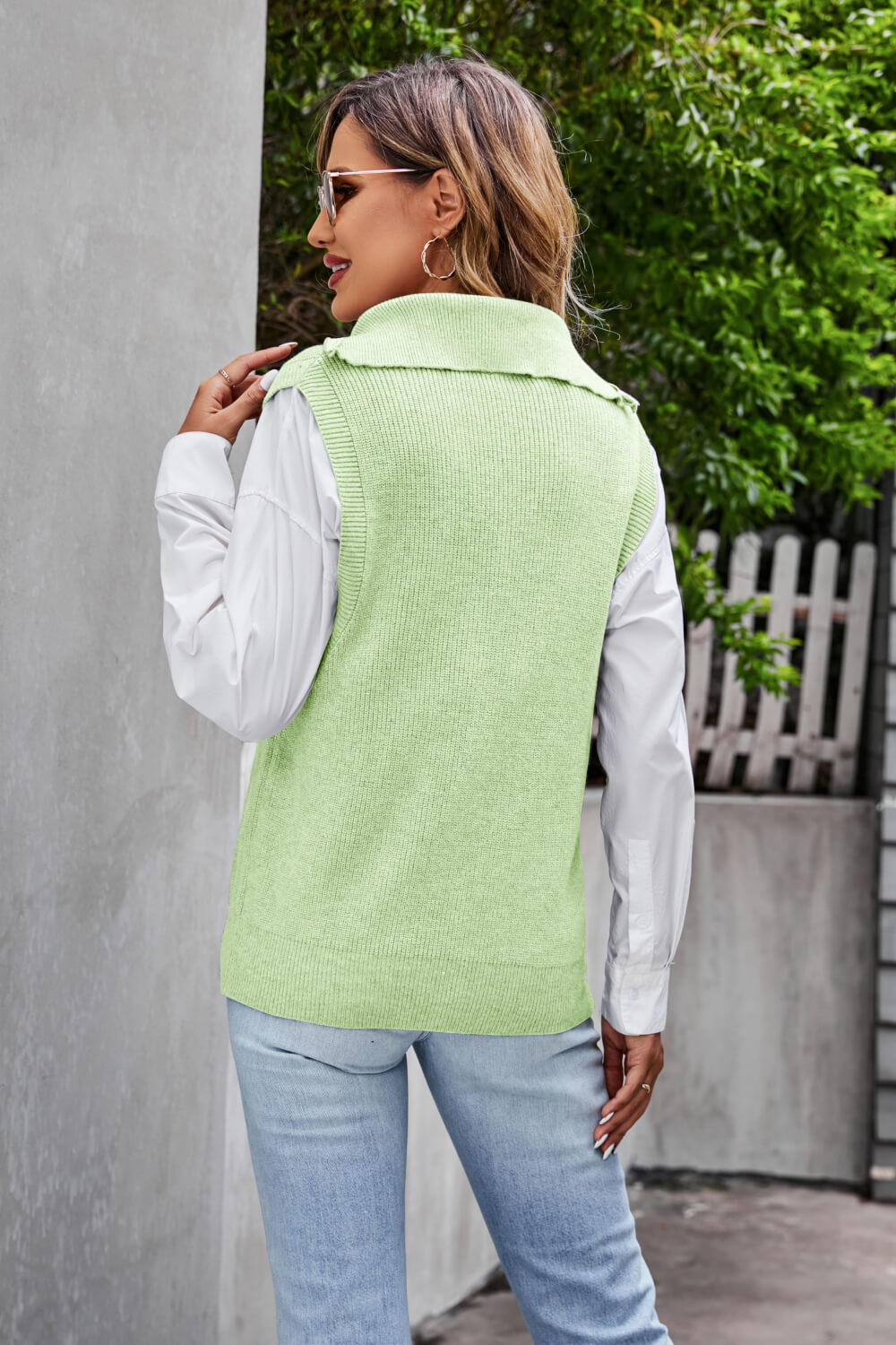 Quarter-Zip Collared Sweater Vest