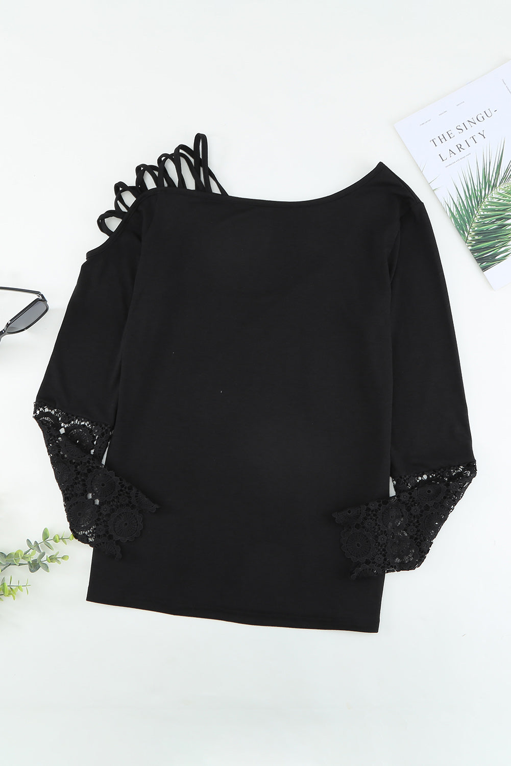 Crisscross Spliced Lace Top