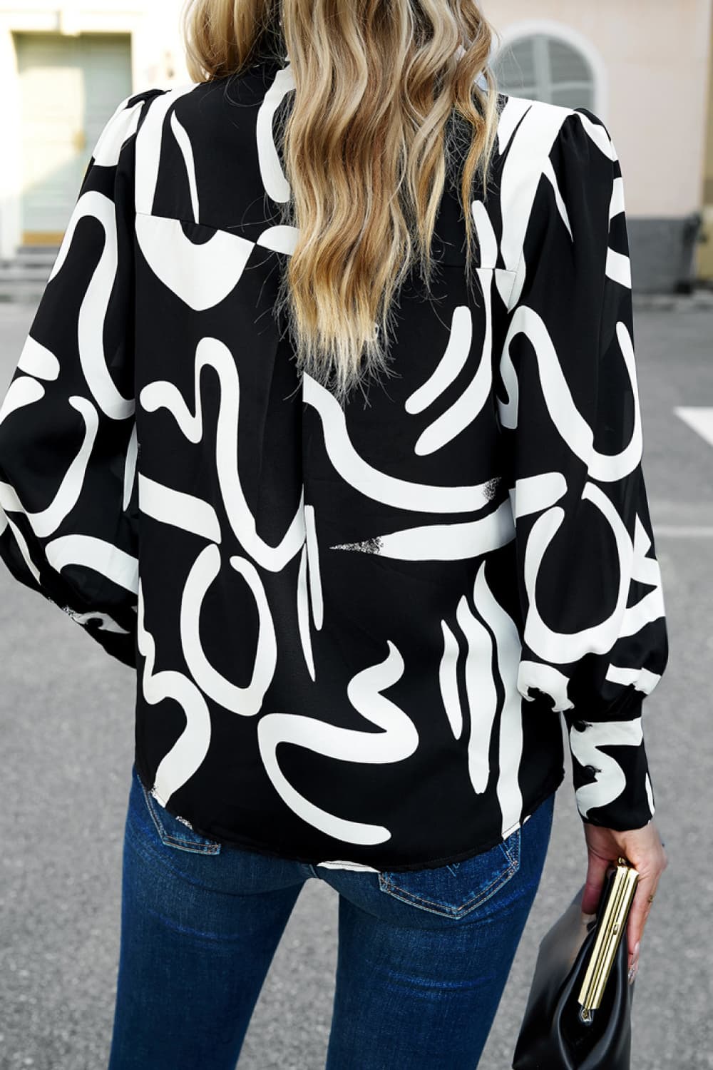 Printed Lantern Sleeve Shirt