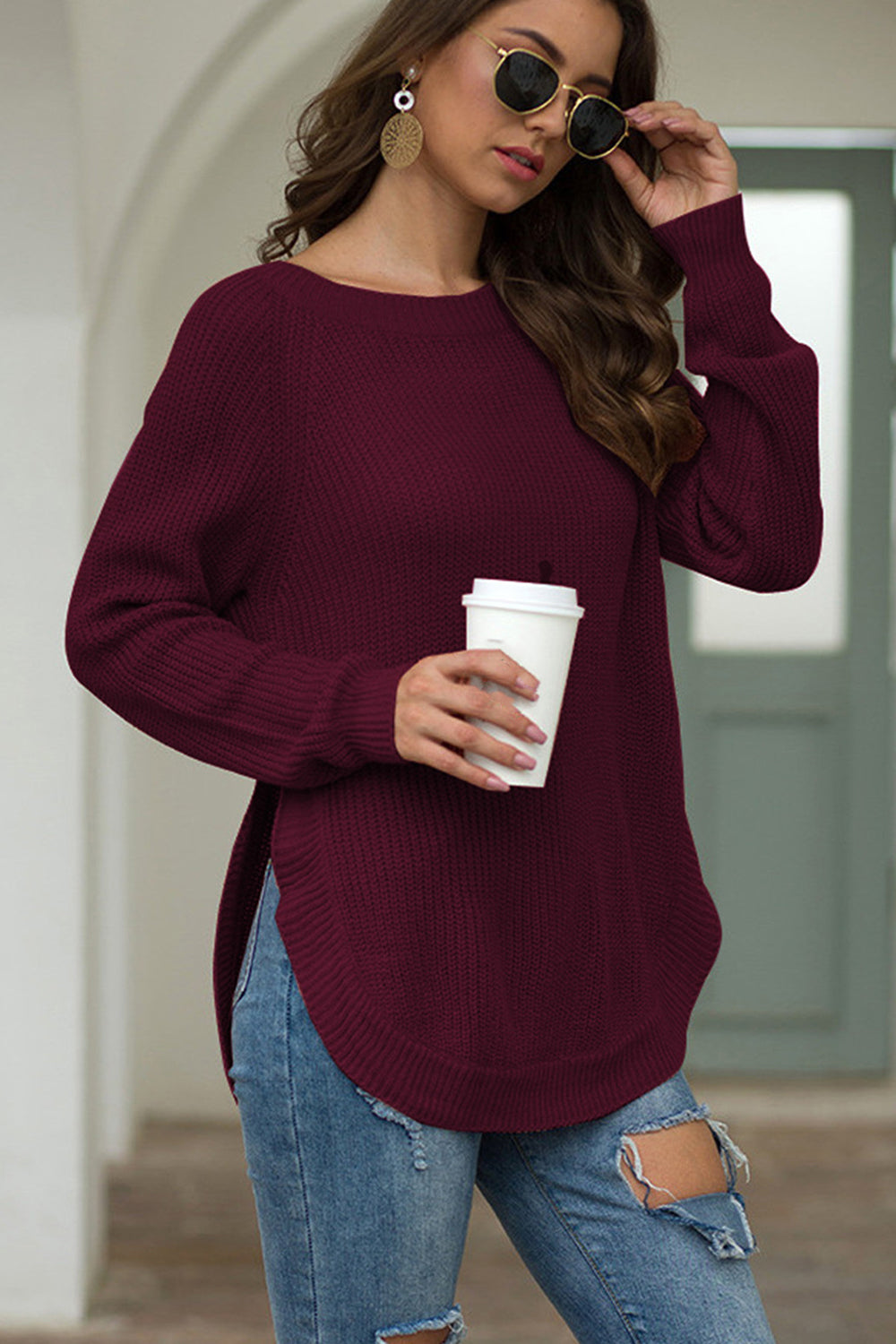 Round Neck Ribbed Knit Top