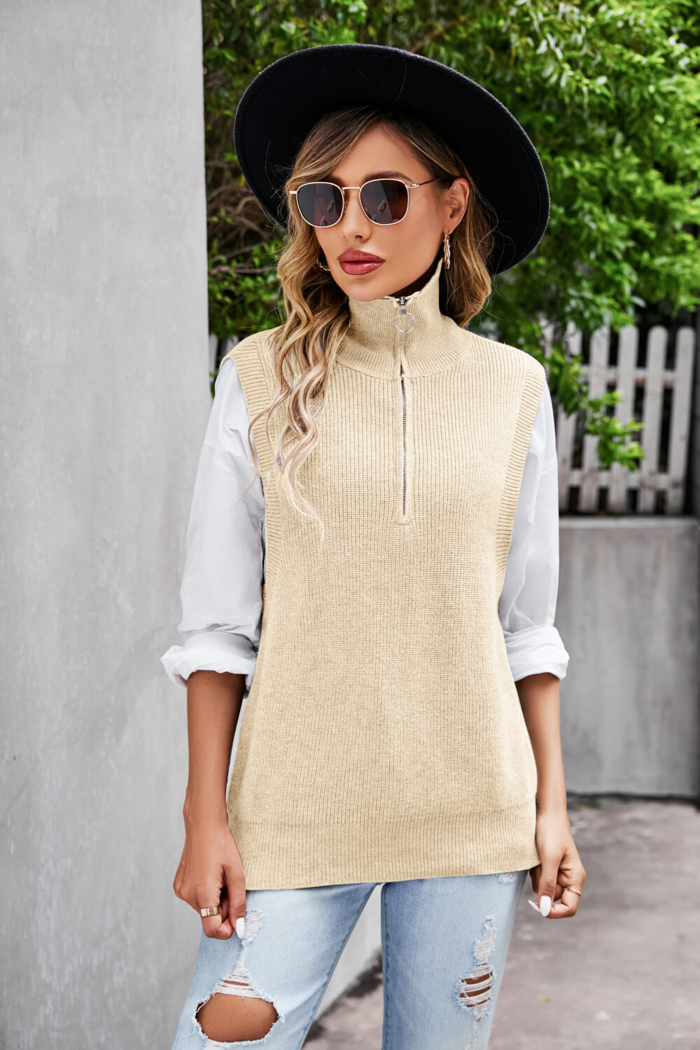 Quarter-Zip Collared Sweater Vest