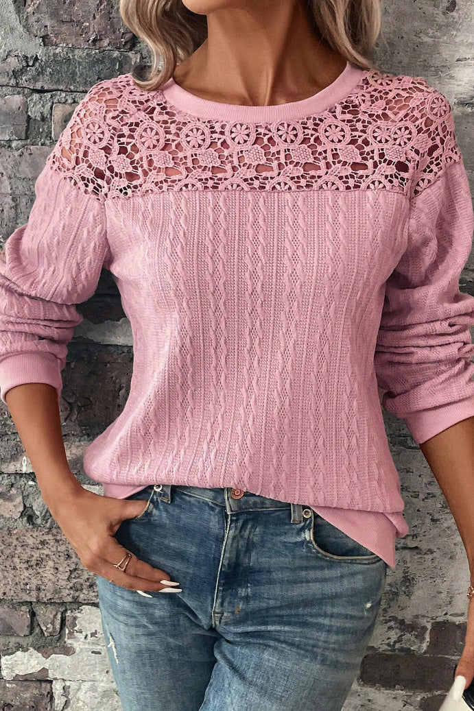 Lace Detail Round Neck Top